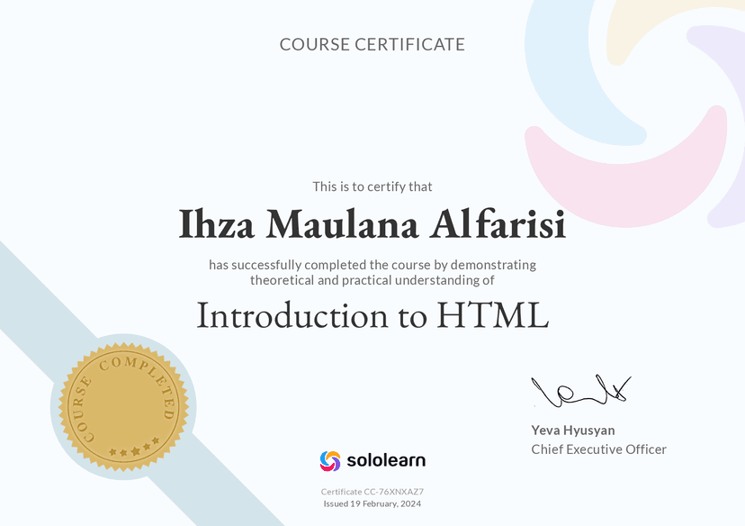 Certificate Introduction HTML