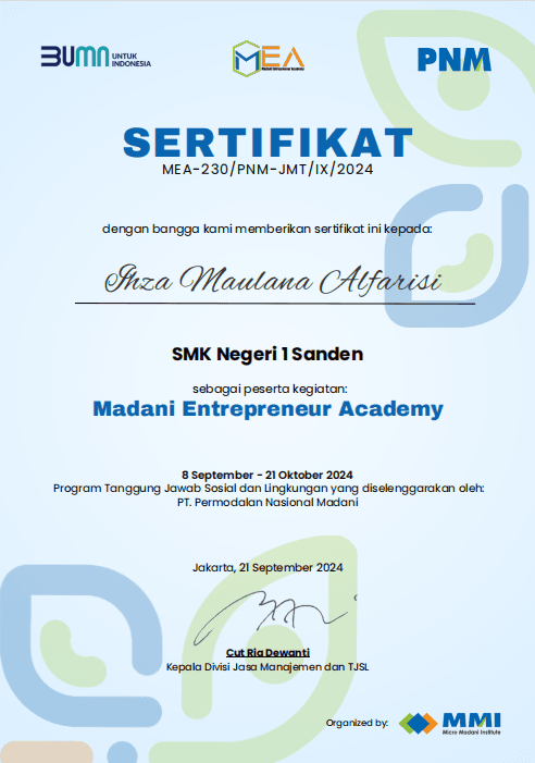 Certificate Madani Entrepreneur Academy