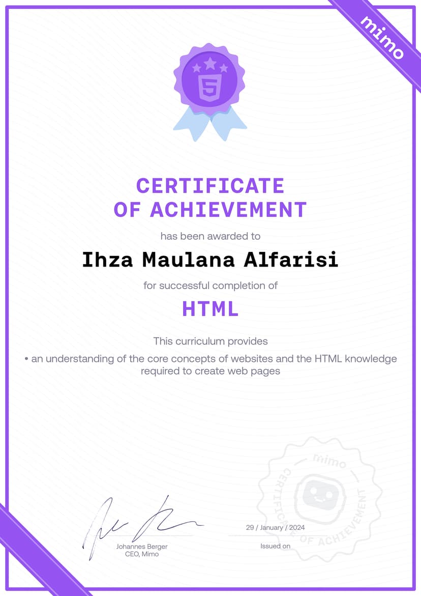 Certificate HTML